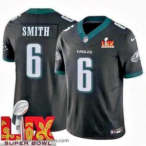 Alluring Philadelphia Eagles DeVonta Smith #6 Black 2024 2025 Super Bowl LIX F.U.S.E Stitched NFL Jersey