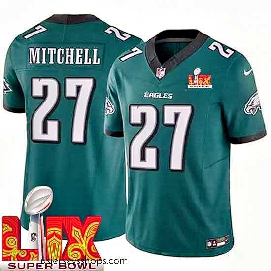 Breathtaking Philadelphia Eagles Quinyon Mitchell #27 Green 2024 2025 Super Bowl LIX F.U.S.E Stitched NFL Jersey