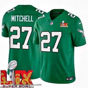 Captivating Philadelphia Eagles Quinyon Mitchell #27 Kelly Green 2024 2025 Super Bowl LIX F.U.S.E Stitched NFL Jersey