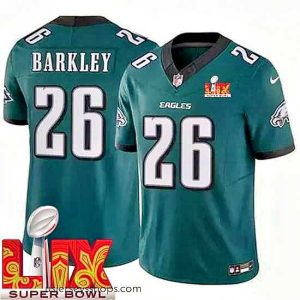 Stellar Philadelphia Eagles Saquon Barkley #26 Green 2024 2025 Super Bowl LIX F.U.S.E Stitched NFL Jersey