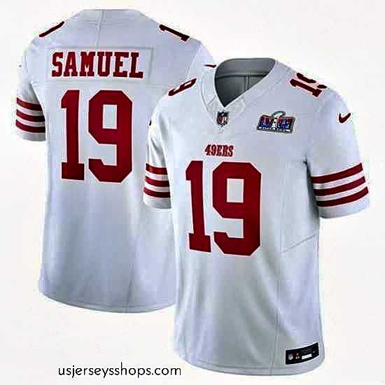 Breathtaking San Francisco 49ers 19 Deebo Samuel White Throwback 2023 F.U.S.E Vapor Untouchable Limited Stitched Football 2024 Super Bowl LVIII Jersey