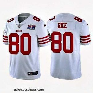 Stunning San Francisco 49ers 80 Jerry Rice 2023 New White Vapor Untouchable Stitched Football 2024 Super Bowl LVIII Jersey